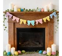 Bow Easter Velvet Bow Garland Spring Decor,Blue Pink Fabric Bow Stranner,Easter Spring Room Decor for Home Party Office EasterDecorations Fireplace Wall Anniversary Wedding Outdoor Holiday