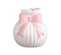 Bow Flower Vase - Ceramic Knot Decor Vessel, Frosted Floral Display Container | Elegant Sculpted Bloom Holder Artistic Interior Accent Piece Arrangement Object For Home House Living Room In