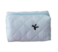 Bow Makeup Bag, Portable Cosmetic Pouch, Large Capacity Storage, Waterproof Lightweight, Travel Organizer for Women, and Travel, Home, or Daily Use, 16x9x9cm Pink Light Blue Cream