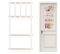 Bow Organizer For Girls - Rotating Ribbon Hairband Rack, Clear Acrylic Construction, Double Sided Hook Arrangement, Dustproof Covered Design | Bedroom Storage Solution For Dresser Corner Vanity Mirror