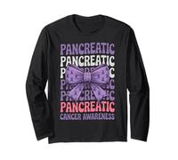 Bow Pancreatic Cancer Awareness Aunt Mom Grandma Sister Maglia a Manica