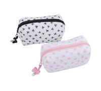 Bow Pouch Smooth Zipper - 2 Pieces Fashion Makeup Bags for Women