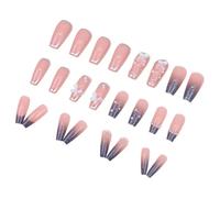 Bow Press su unghie, unghie finte carine,24 pezzi 3d unghie artificiali premendo - Bellezza della mano delle donne, punta delle dita finte, colla rimovibile su accessori falsi per la e