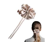 Bow Scrunchies, Elastic Hair Ties, Soft Ponytail Holders, Stretchable Design, No Pull Rubber Bands, Daily Hair Styling for Girls and Women, Red Creamy Polyester