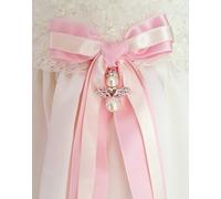 Bow, Two Colored rosone battesimo con angelo custode from Grace of Sweden rosa pink