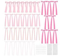 Bow Wall Decor - Decorative Bow Set | 40 Pieces Pre Tied Bows With 40 Pins | Photo Backdrop Accessories, Bow Birthday Decorations with 100 Adhesive Dots for Women Girls Home Nursery Bedroom Wedding