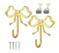Bow Wall Hooks For Hanging Home, Decorative Coat Hanger For Keys, 2 Pieces Coat Hook Wall Mounted, Hat Towel Living Room Bedroom Nursery Closet Office Entrance Kitchen Apartment Dormitory