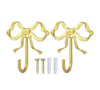 Bow Wall Hooks For Hanging Home, Decorative Coat Hanger For Keys, 2 Pieces Coat Hook Wall Mounted, Hat Towel Living Room Bedroom Nursery Closet Office Entrance Kitchen Apartment Dormitory