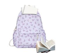 Bow Zaino - Teen Girls Bow Zaino Casual Bow Daypack | Poliestere Studente Bow School Bag Multi Purpose Middle School - Borsa da viaggio per notebook, bottiglia d'acqua, 32 x 15 x 4, Lilla, Siehe