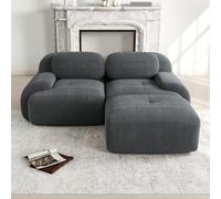 BOWDOW Divano angolare Velluto a coste Grigio 208x178x70 cm, senza | Velluto a costine premium, schiuma 32D, braccioli curvi, base antiscivolo, senza montaggio, 550 kg, forma 72-7 g.