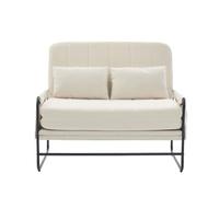 BOWDOW Divano letto matrimoniale convertibile beige con braccioli | 2 posti convertibile, portaoggetti laterali, schienale reclinabile, design industriale, beige