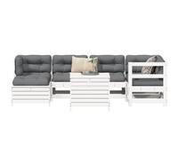 BOWEKAM 7 pezzi giardino divano set bianco legno massello pino mobili,mobili per esterni,set di mobili da esterno