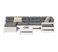 BOWEKAM 7 pezzi giardino divano set bianco legno massello pino mobili,mobili per esterni,set di mobili da esterno