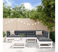 BOWEKAM 7 pezzi giardino lounge set bianco legno massello pino mobili,mobili per esterni,set di mobili da esterno