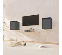 BOWEKAM Armadietti da parete 2 pz grigio 30x30x40 cm legno massello pino mobili,scaffalature,mensole a muro e sporgenze