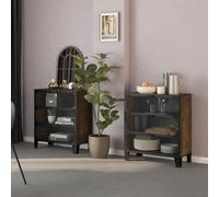 BOWEKAM Armadietti di stoccaggio 2 pz rustico marrone 72x36x82 cm metallo e MDF mobili,armadi & stoccaggio,armadietti e armadietti