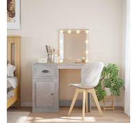 BOWEKAM Armadietti e contenitori-Mobiletto - Tavolo da toeletta per camera da letto - Tavolo da toeletta con luci a LED grigio cemento 90 x 42 x 132,5 cm