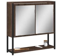 BOWEKAM Armadietti e contenitori-Mobili da bagno Vanity Units-Mobiletto da bagno con specchio in rovere marrone 60x16x60 cm legno ingegnerizzato