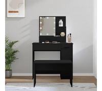 BOWEKAM Armadietti e contenitori-Vanity Units-Cameretta Toeletta Tavolo da toeletta Set con LED Nero Ingegnerizzato Legno