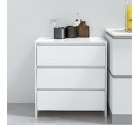 BOWEKAM Armadietti & Stoccaggio-Buffet & Credenze-Credenza-Bianco Lucido 70x41x75 cm Legno Ingegnerizzato