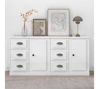 BOWEKAM Armadietti & Stoccaggio-Buffet & Credenze-Credenze 2 pz Bianco Lucido Legno Ingegnerizzato