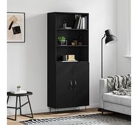 BOWEKAM Armadietti & Stoccaggio-Buffet & Credenze-Tavoletta Nero 69.5x34x180 cm Legno Ingegnerizzato