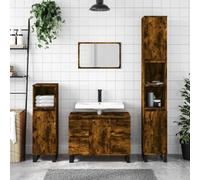 BOWEKAM Armadietti & Stoccaggio-Mobiletto Vanity Units-Bagno Mobiletto Bagno Rovere Fumé 80x33x60 cm Legno Ingegnerizzato