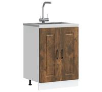 BOWEKAM Armadietti & Stoccaggio-Mobili da cucina-Base Lavabo Kalmar Rovere Fumé 60x46x81.5 cm Legno Ingegnerizzato