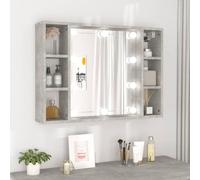 BOWEKAM Armadietti & Storage-Armadietto a specchio con LED grigio cemento 76x15x55 cm