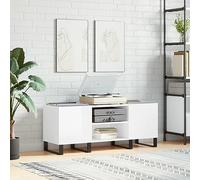 BOWEKAM Armadietti & Storage-Media Storage Cabinet & Racks-Record Cabinet High Gloss Bianco 121x38x48 cm Legno Ingegnerizzato