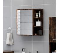 BOWEKAM Armadietto da bagno con specchio, in legno di rovere fumé, 62,5 x 20,5 x 64 cm