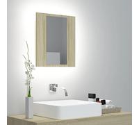 BOWEKAM Armadietto da bagno con specchio LED in rovere Sonoma, 40 x 12 x 45 cm, acrilico