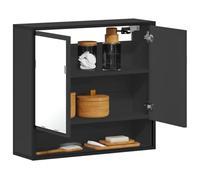 BOWEKAM Armadietto da bagno con specchio nero, 65 x 20 x 60 cm, in legno ingegnerizzato