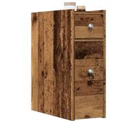 BOWEKAM Armadietto da bagno stretto con ruote, in legno anticato
