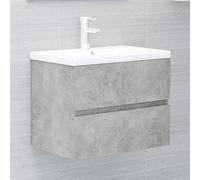 BOWEKAM Armadietto per lavello con lavabo integrato, in legno ingegnerizzato grigio cemento