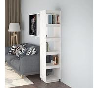BOWEKAM Armadietto per libri, divisorio, bianco, 40 x 35 x 167 cm, in legno massello di pino, scaffalature, librerie e mensole