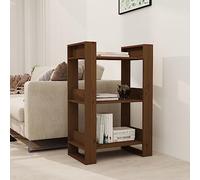 BOWEKAM Armadietto per libri, divisorio, marrone, 60 x 35 x 91 cm, in legno massello, scaffalature, librerie e mensole