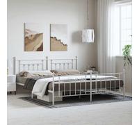 BOWEKAM Beds & Accessori-Letti e strutture del letto, struttura letto in metallo senza materasso con pediera, bianco, 193 x 203 cm