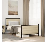 BOWEKAM Beds & Accessori- Letti e strutture letto - Struttura letto in metallo senza materasso in rovere Sonoma 90 x 190 cm singolo