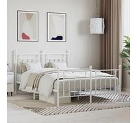 BOWEKAM Beds & Accessori-Letti & Telaio del letto - Struttura letto in metallo senza materasso con pediera bianca, 140 x 190 cm