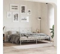 BOWEKAM Beds & Accessori-Letti & Telaio del letto - Struttura letto in metallo senza materasso con pediera bianca, 183 x 213 cm