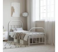 BOWEKAM Beds & Accessori-Letti & Telaio del letto - Struttura letto in metallo senza materasso con pediera bianca, 75 x 190 cm