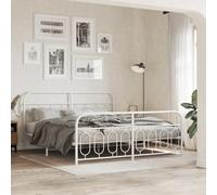 BOWEKAM Beds & Accessori-Letti & Telaio del letto - Struttura letto in metallo senza materasso con pediera bianca, 160 x 200 cm