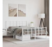 BOWEKAM Beds & Accessori-Letti & Telaio del letto - Struttura letto in metallo senza materasso con pediera bianca 135 x 190 cm