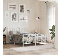 BOWEKAM Beds & Accessori-Letti & Telaio del letto - Struttura letto in metallo senza materasso con pediera bianca, 140 x 190 cm