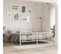 BOWEKAM Beds & Accessori-Letti & Telaio del letto - Struttura letto in metallo senza materasso con pediera bianca, 183 x 213 cm