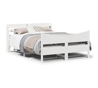BOWEKAM Beds & Accessori-Letti & Telaio letto - Struttura letto con testiera bianca, 135 x 190 cm, in legno massello di pino