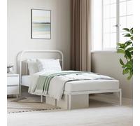 BOWEKAM Beds & Accessori-Letti & Telaio letto - Struttura letto in metallo senza materasso con testiera bianca, 107 x 203 cm