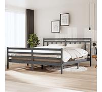 BOWEKAM Beds & Accessories-Letti & Telai-3100676 Struttura letto senza materasso in legno massello grigio 200 x 200 cm (810452+814116)