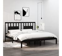 BOWEKAM Beds & Accessories-Letti & Telai letti-3104087 Struttura letto senza materasso in legno massello nero 200x200 cm (810041+818694)